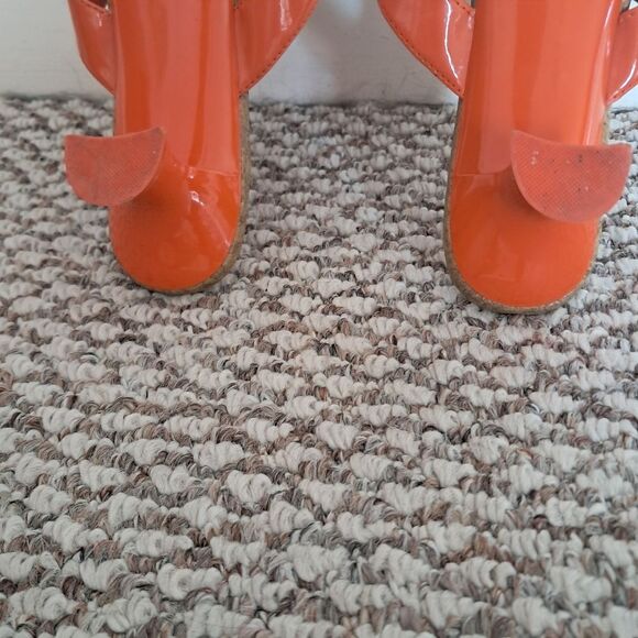 Vintage Y2K Kitten Heels Women's 7.5 No Boundaries Orange Flower Cork Preppy - Picture 6 of 11